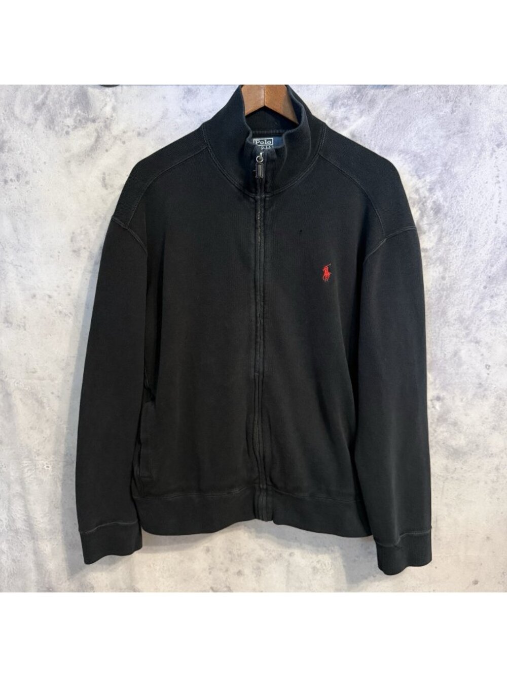 Vintage Polo Ralph Lauren Mock Neck Sweatshirt Black Full Zip Size Large L